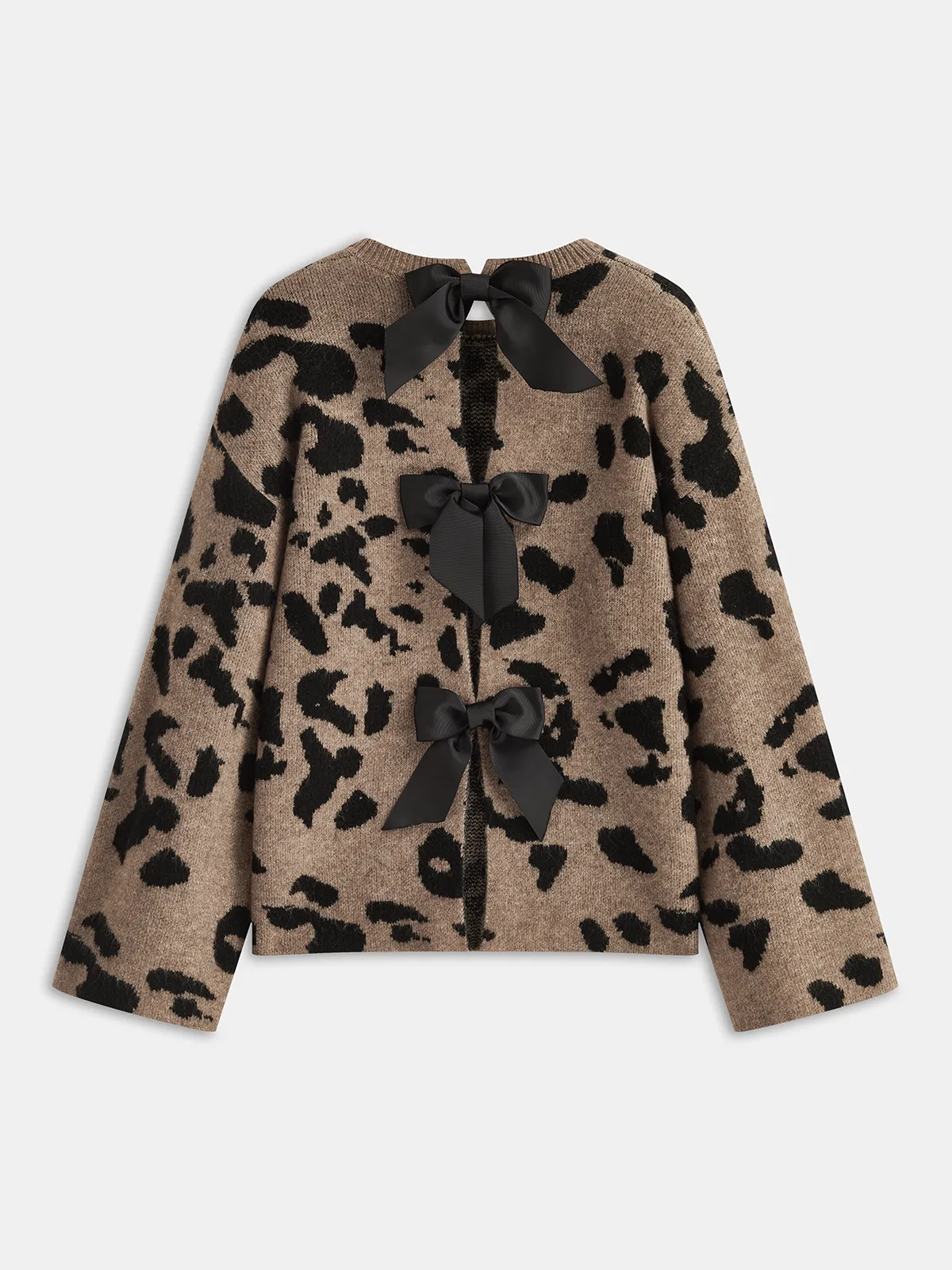 Bow Detail Leopard Print Knit Sweater sold by COMMENSE product image thumbnail 2