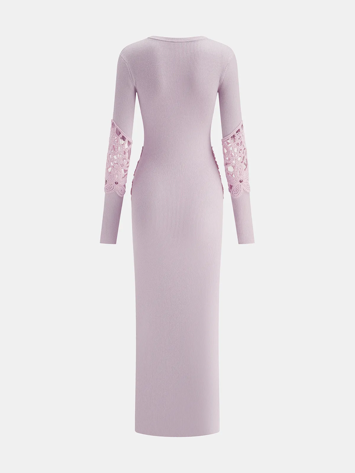 Crochet Lace Panel Rib-Knit Maxi Dress sold by COMMENSE product image thumbnail 2