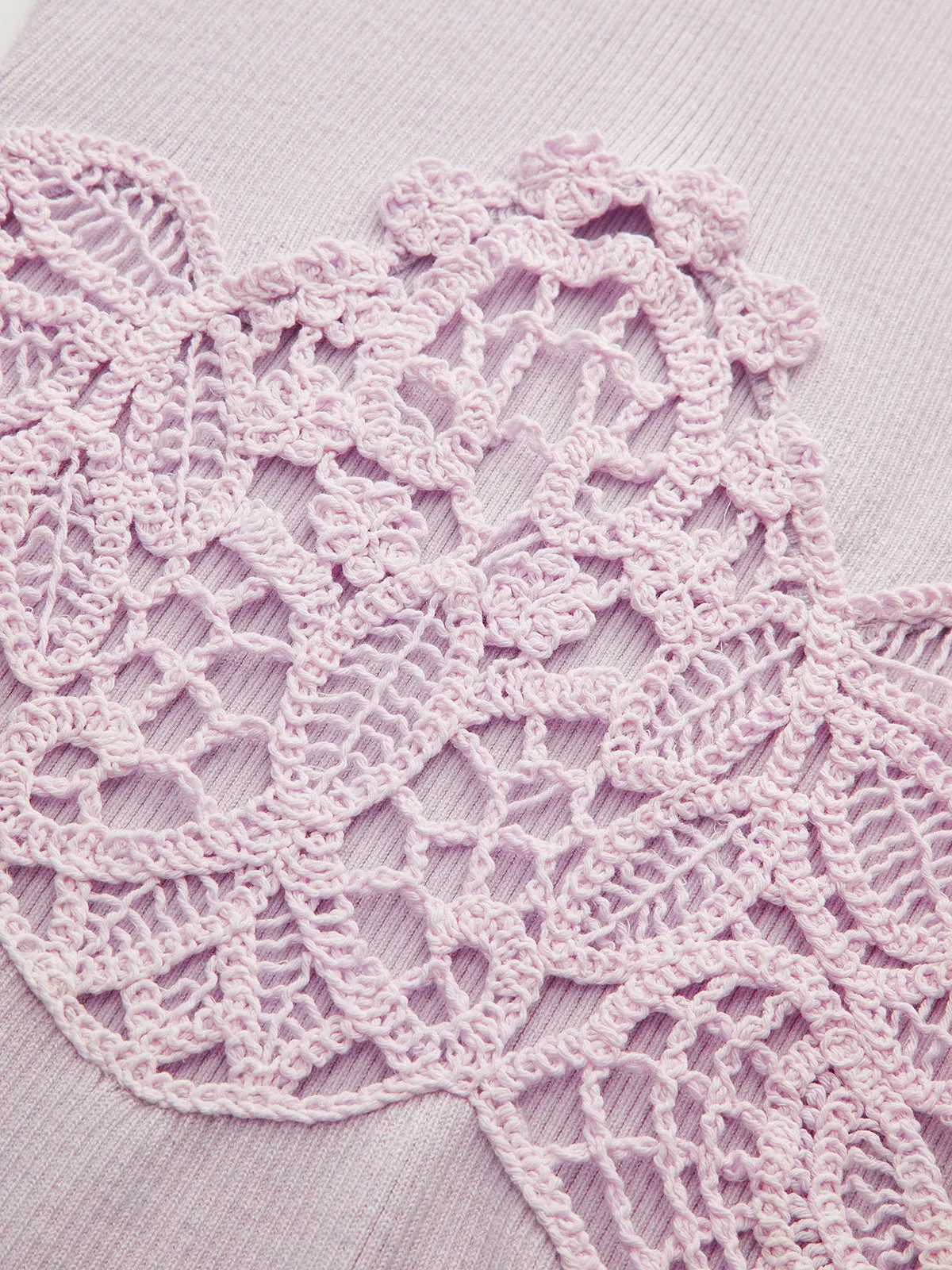 Crochet Lace Panel Rib-Knit Maxi Dress sold by COMMENSE product image thumbnail 4