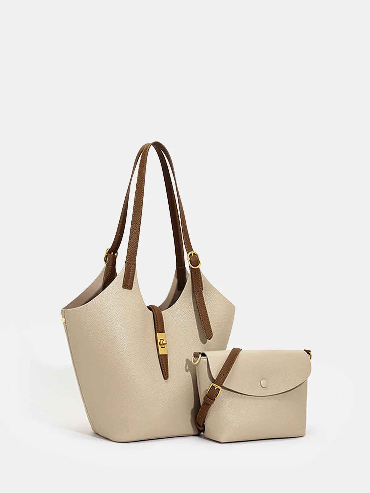 Contrast Strap Faux Leather Tote Bag sold by COMMENSE product image thumbnail 3