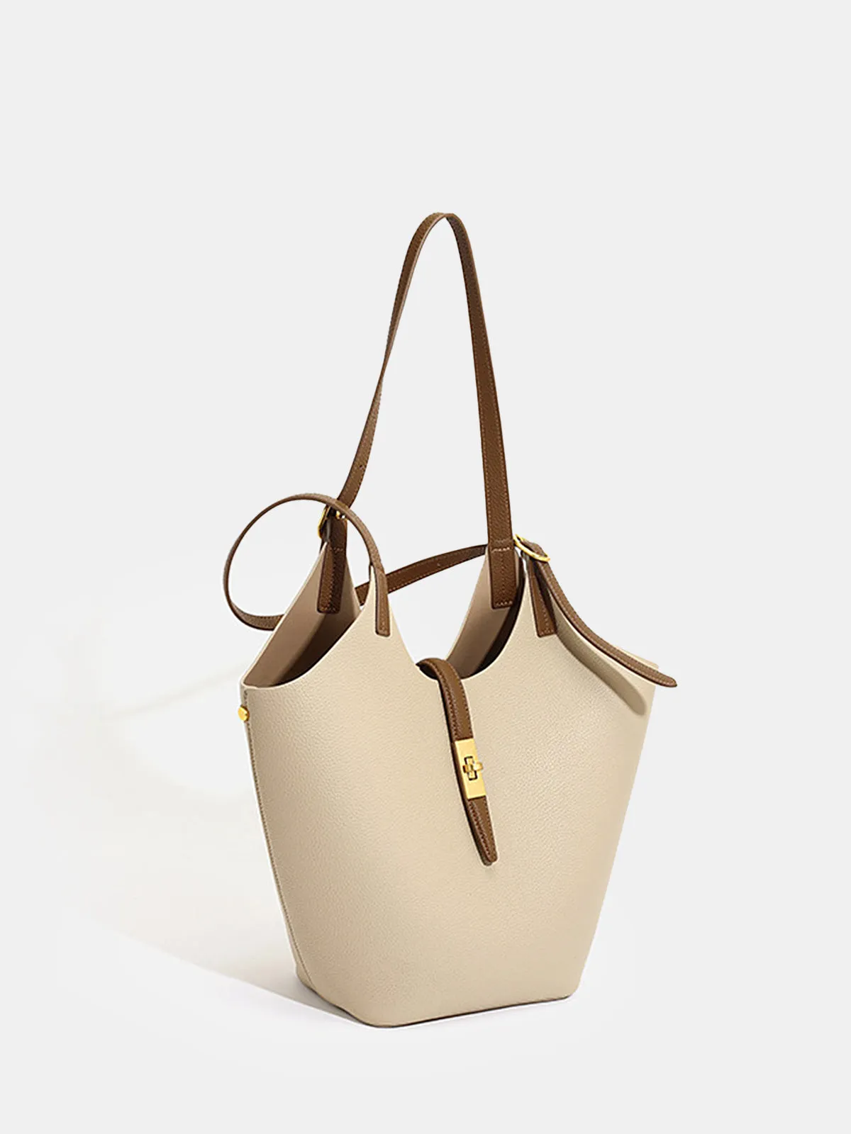 Contrast Strap Faux Leather Tote Bag sold by COMMENSE product image thumbnail 4