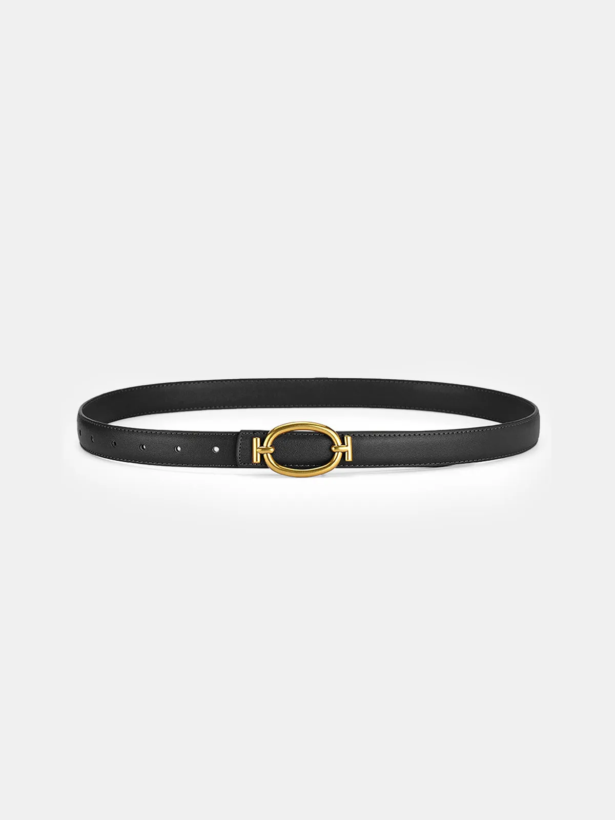 Oval Metal Buckle PU Leather Thin Belt sold by COMMENSE