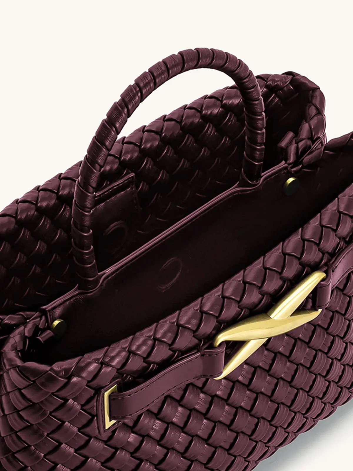 Woven Faux Leather Top Handle Bag sold by COMMENSE product image thumbnail 5