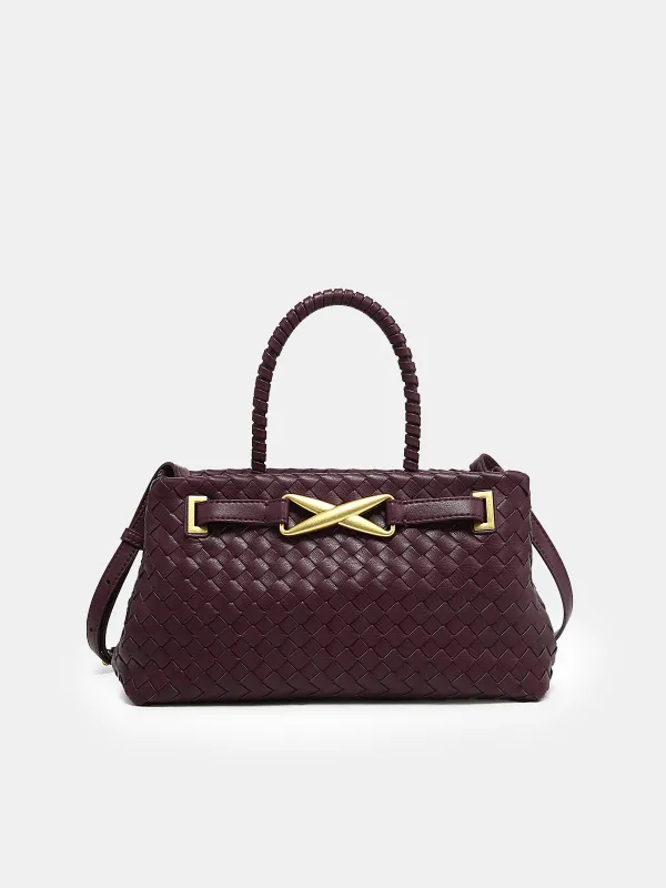 Woven Faux Leather Top Handle Bag sold by COMMENSE