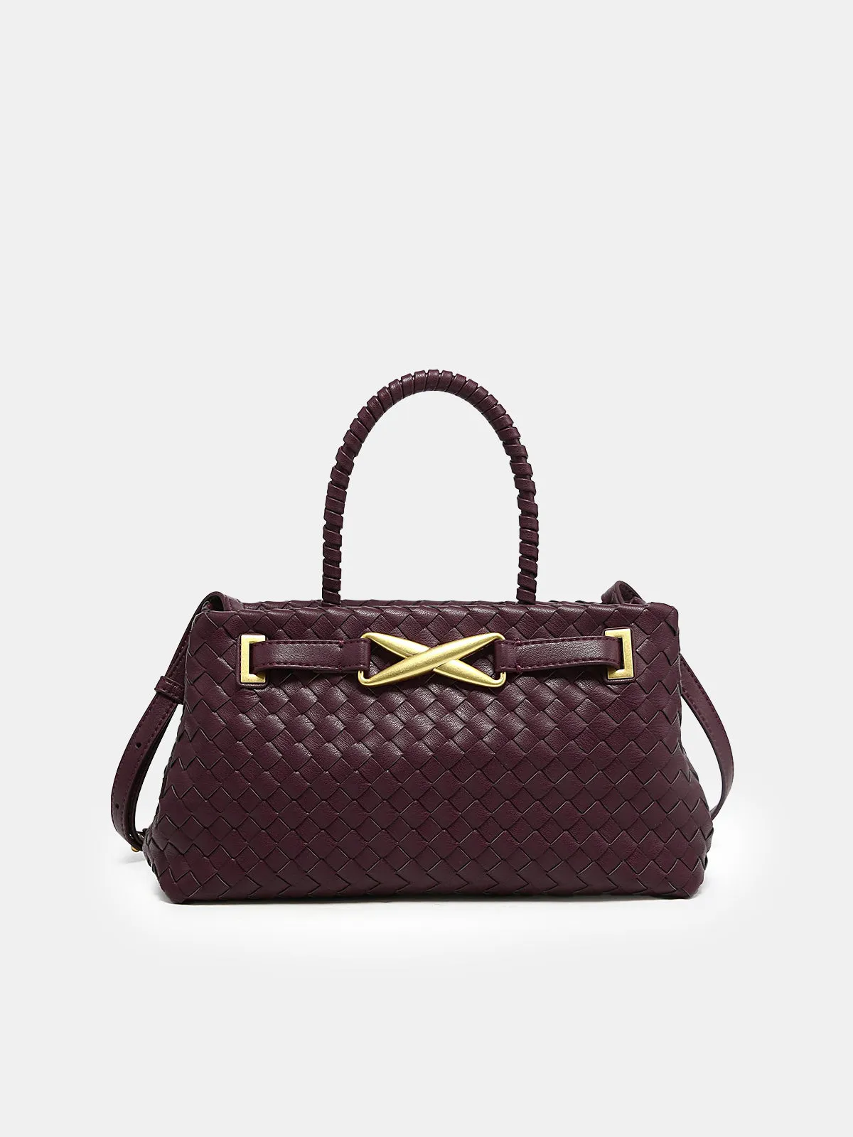 Woven Faux Leather Top Handle Bag sold by COMMENSE