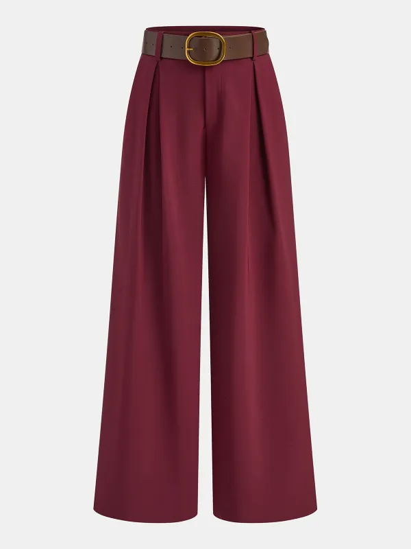 Belted Mid-Waist Wide-Leg Casual Pants sold by COMMENSE