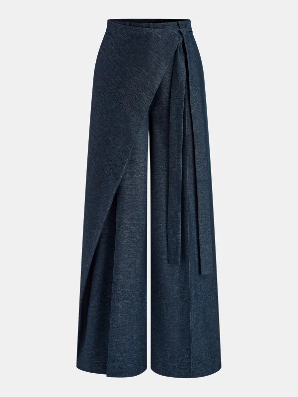 Asymmetric Wrap Wide-Leg Pants sold by COMMENSE