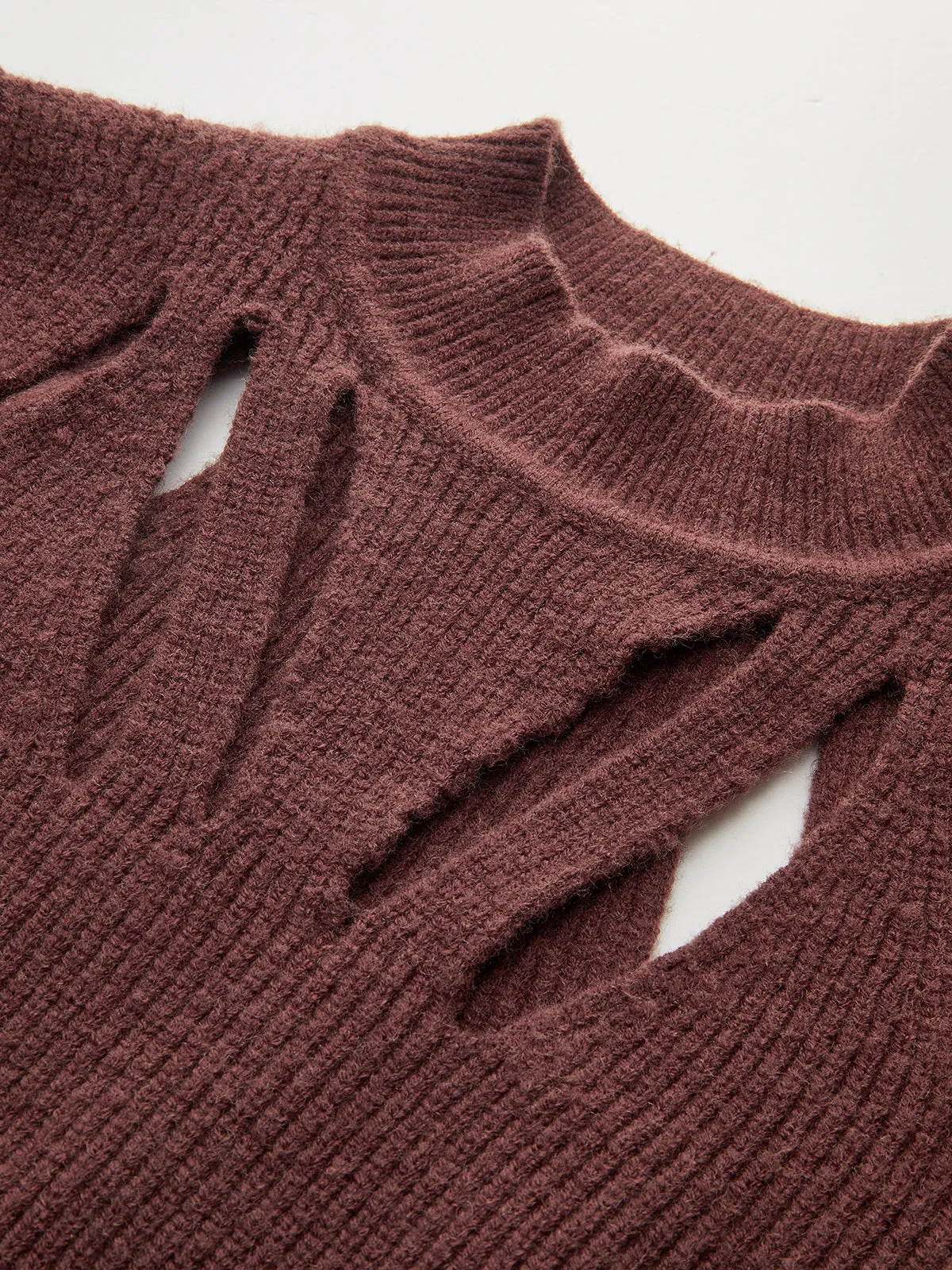 Cut-Out Mock Neck Knitted Sweater sold by COMMENSE product image thumbnail 4