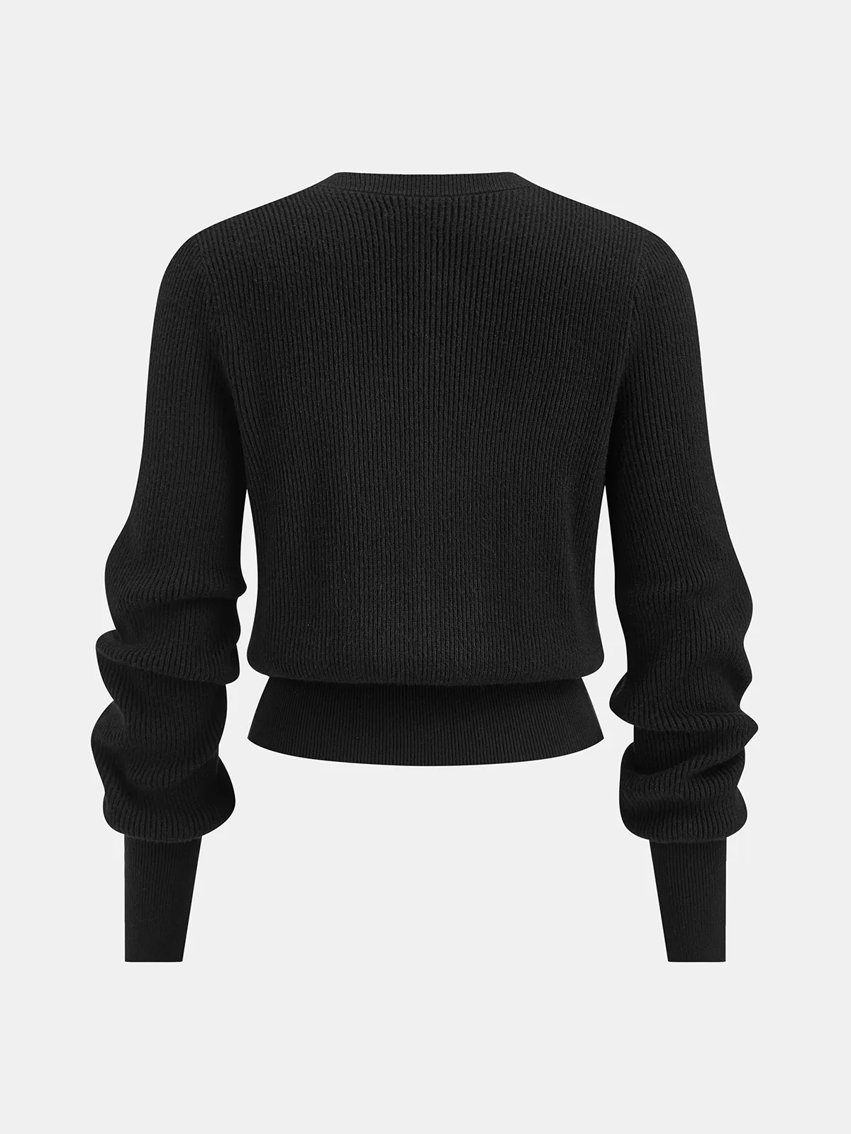 Puff Sleeve Rib-Knit Cardigan sold by COMMENSE product image thumbnail 2