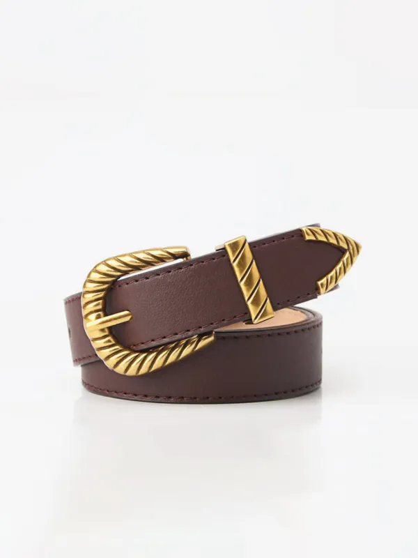 Textured Buckle PU Leather Belt sold by COMMENSE
