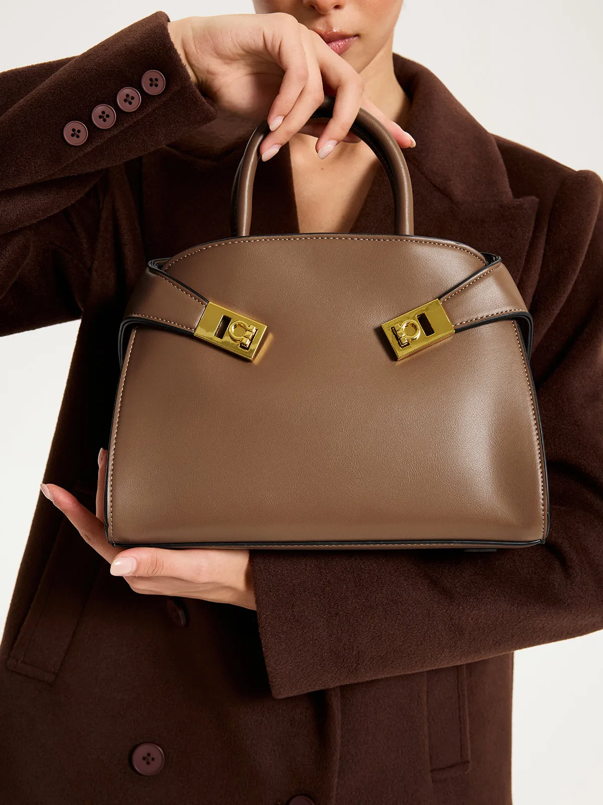 PU Leather Shell Top-Handle Bag sold by COMMENSE product image thumbnail 2