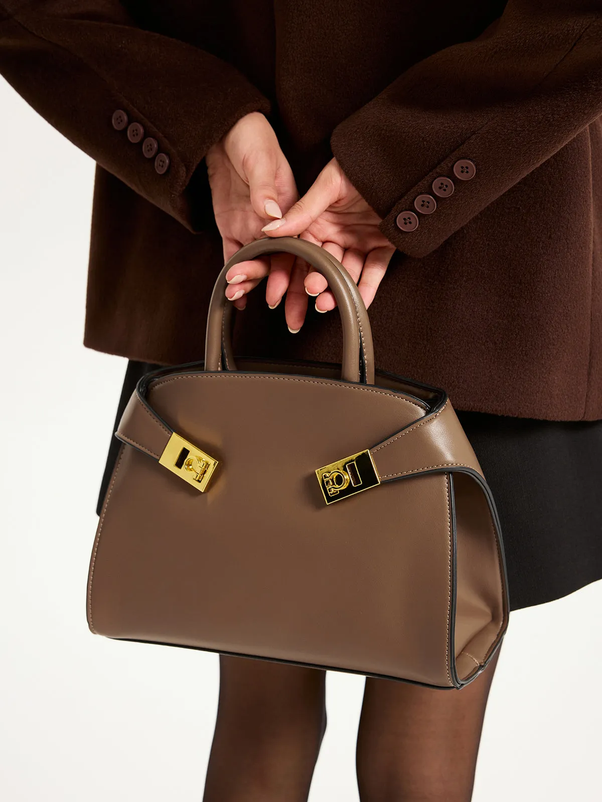 PU Leather Shell Top-Handle Bag sold by COMMENSE product image thumbnail 3