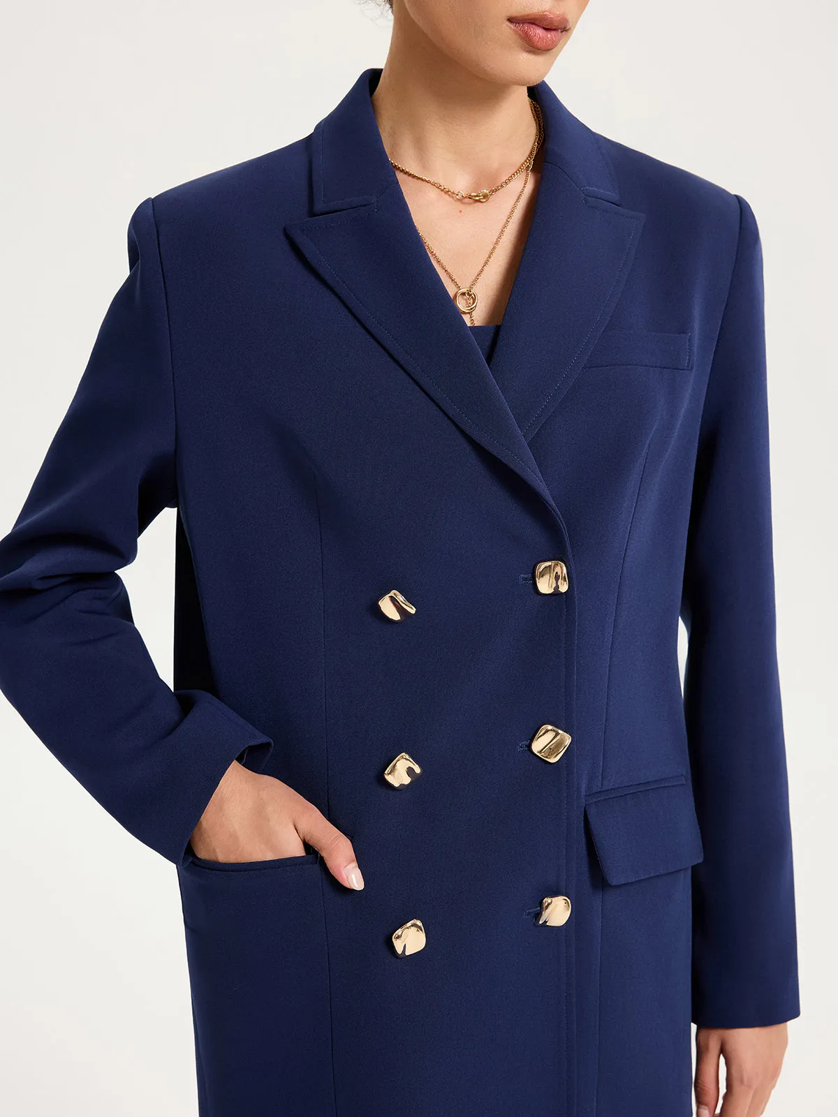 Metal Double-Breasted Oversized Blazer sold by COMMENSE product image thumbnail 4