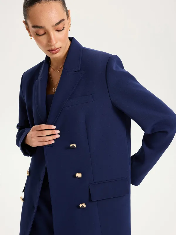 Metal Double-Breasted Oversized Blazer sold by COMMENSE