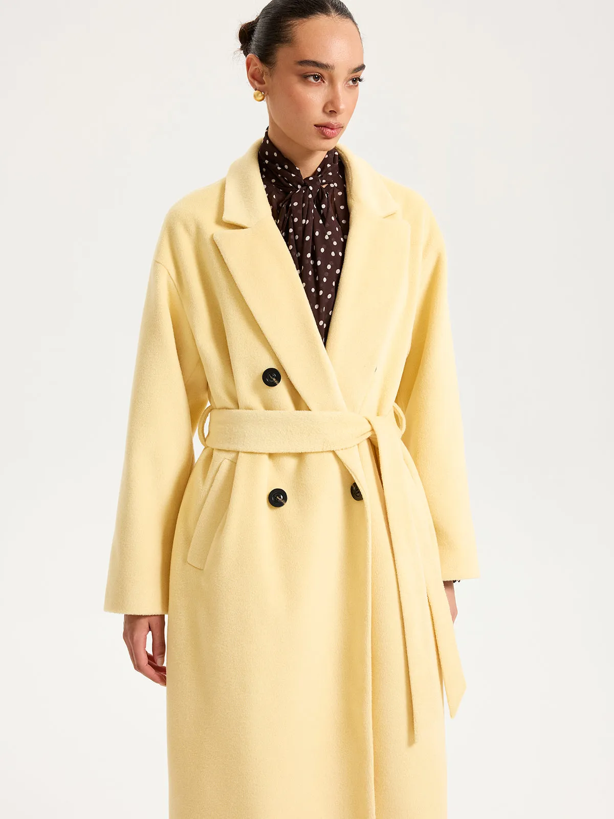 Belted Double-Breasted Lapel Long Coat sold by COMMENSE product image thumbnail 2