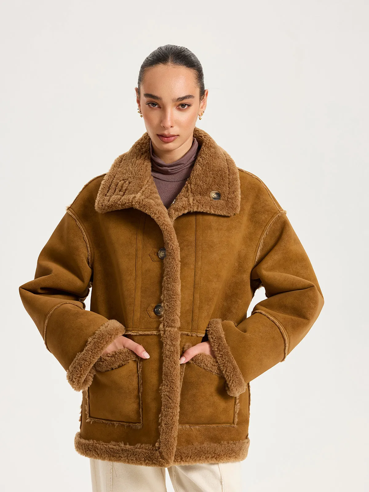 Reversible Shearling Collared Jacket sold by COMMENSE product image thumbnail 3