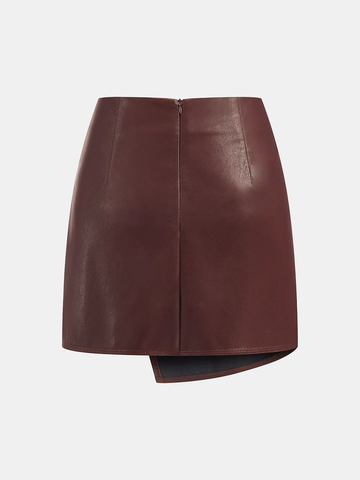 Metal Buckle Asymmetric Faux Leather Mini Skirt sold by COMMENSE product image thumbnail 2