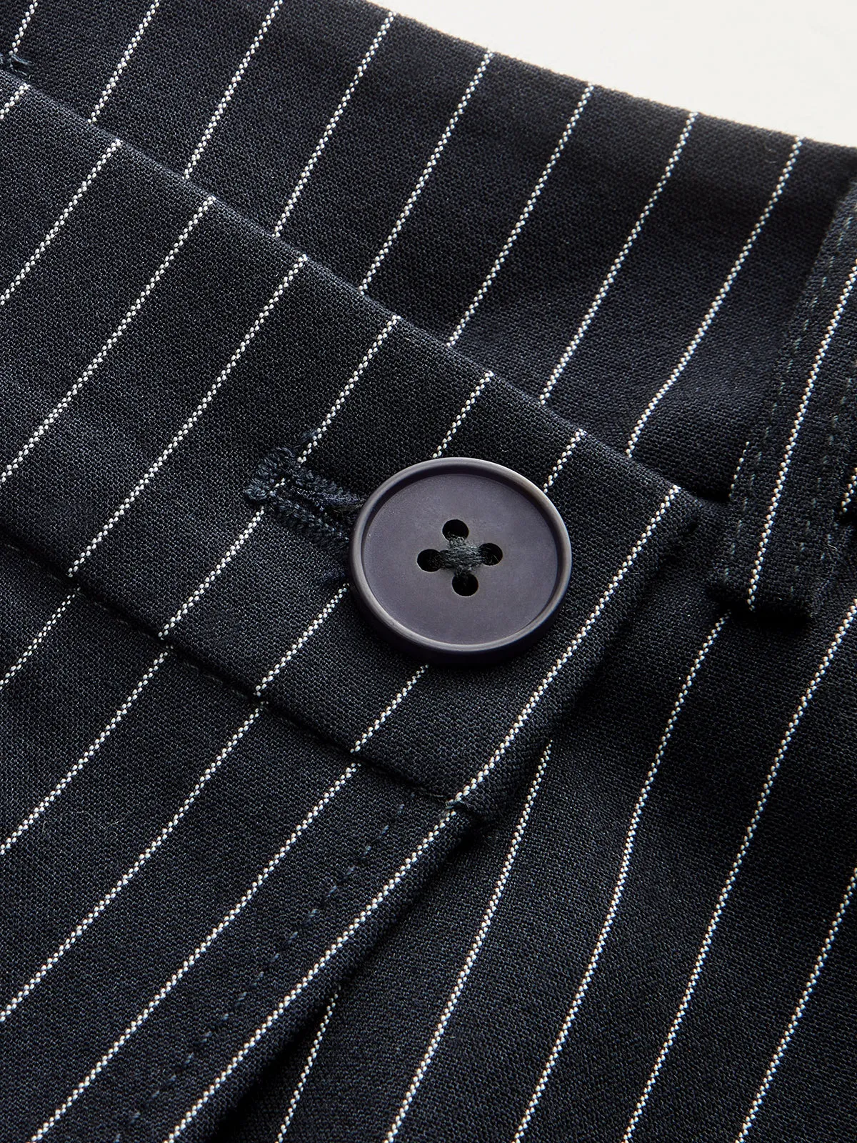 Wide-Leg Pinstriped Asymmetric Placket Pants sold by COMMENSE product image thumbnail 3