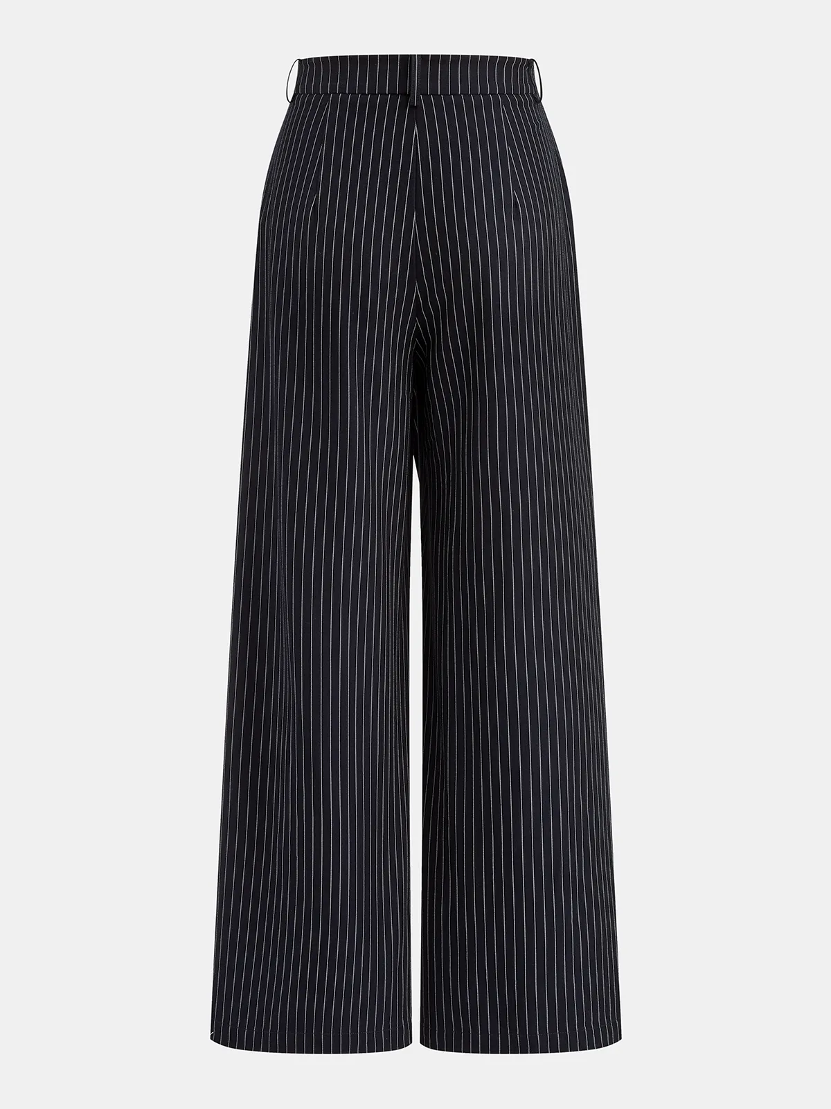 Wide-Leg Pinstriped Asymmetric Placket Pants sold by COMMENSE product image thumbnail 2