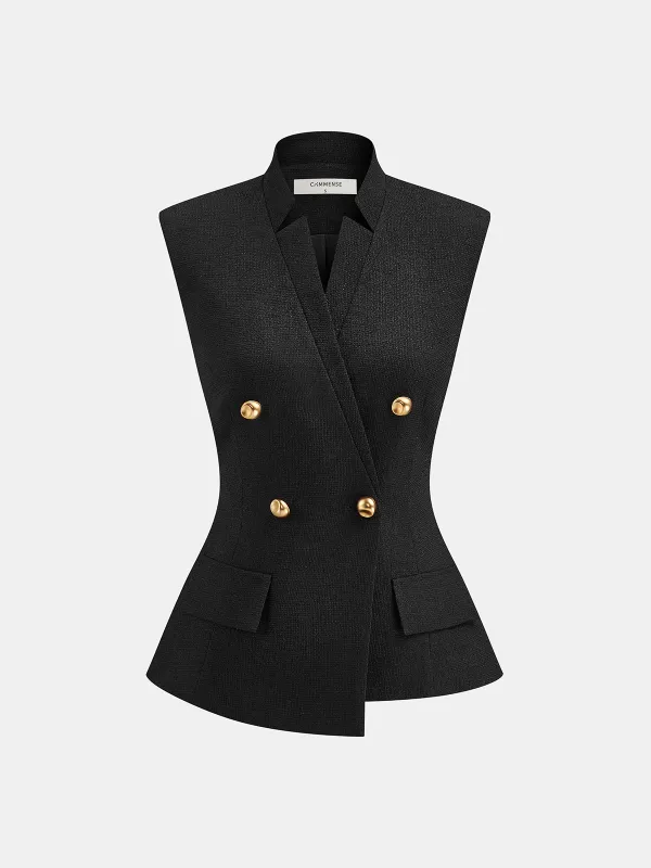 Metal-Button Tailored Vest sold by COMMENSE