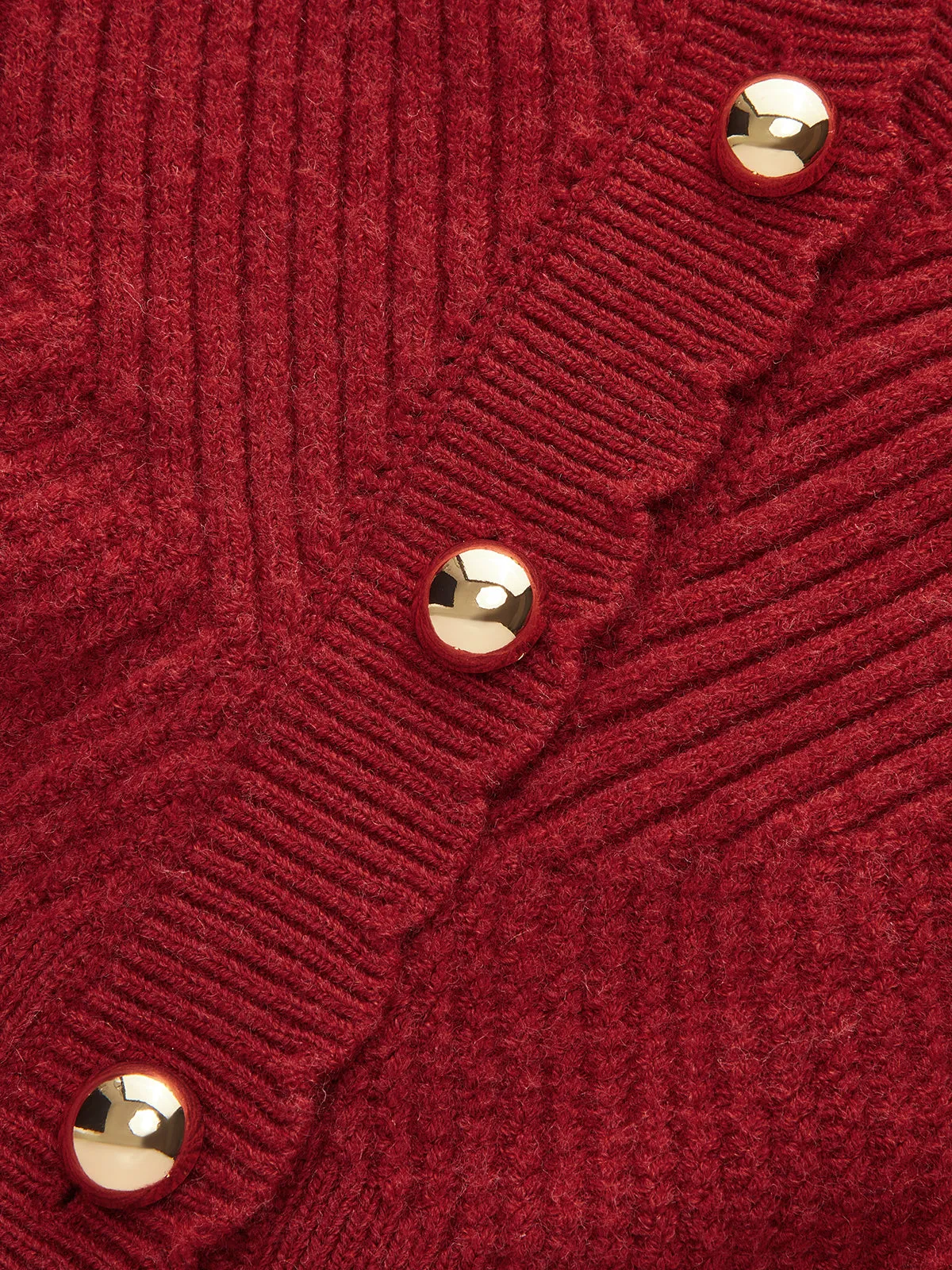 Scalloped Edge Ribbed V-Neck Buttoned Cardigan sold by COMMENSE product image thumbnail 5