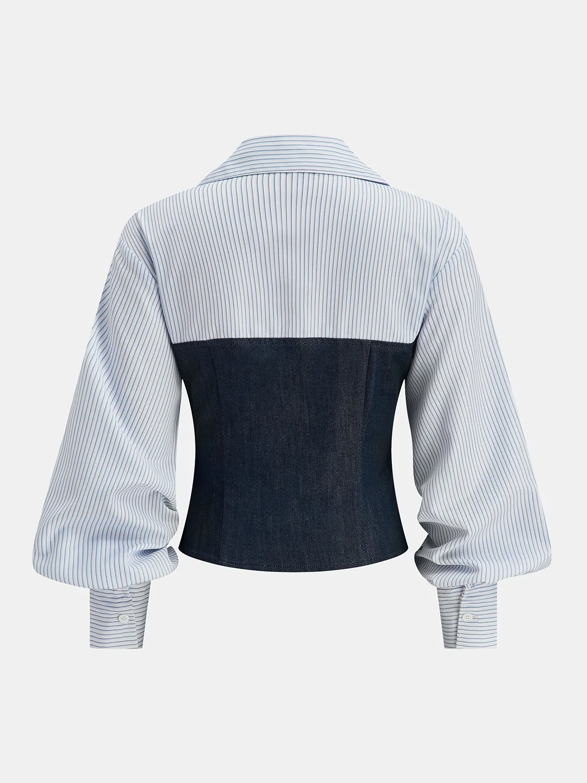 Denim Panel Striped Shirt sold by COMMENSE product image thumbnail 2