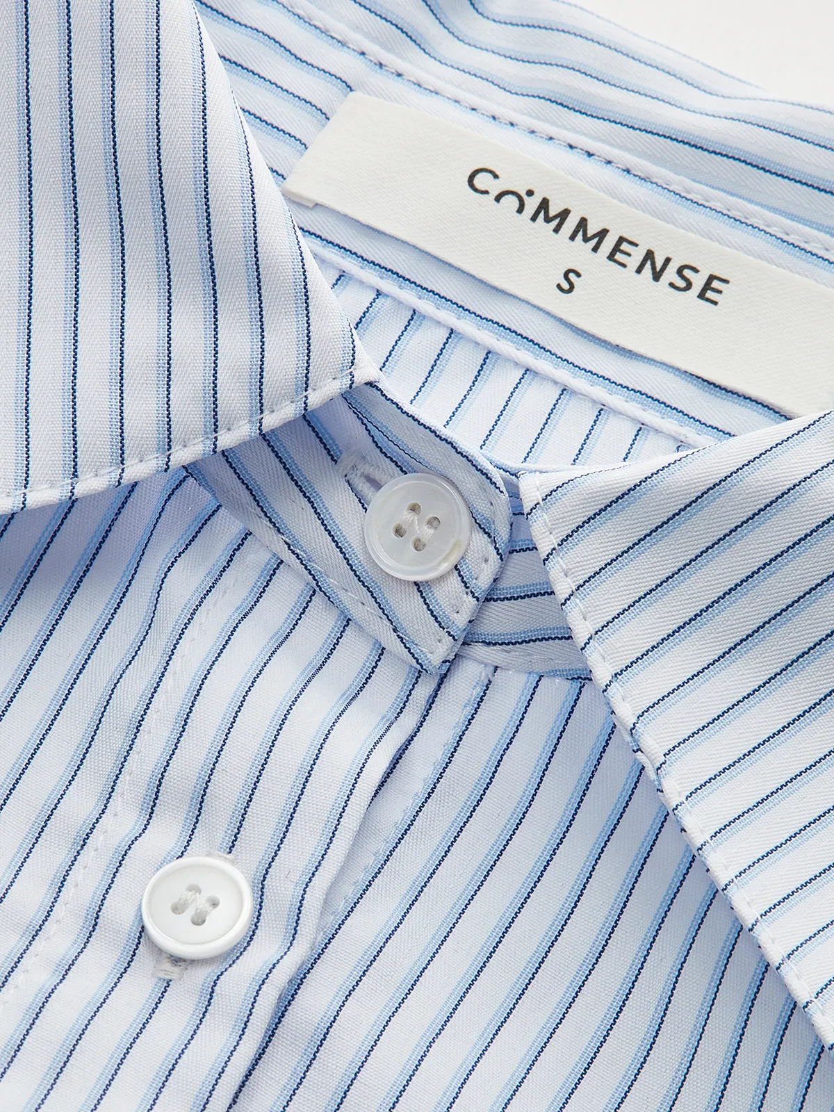 Denim Panel Striped Shirt sold by COMMENSE product image thumbnail 3