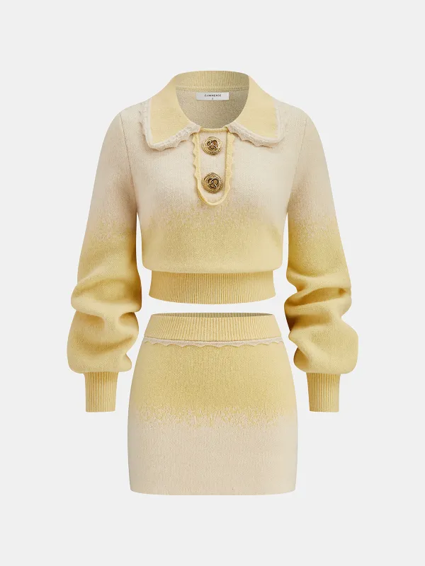 Ombre Knitted Top and Mini Skirt Set sold by COMMENSE