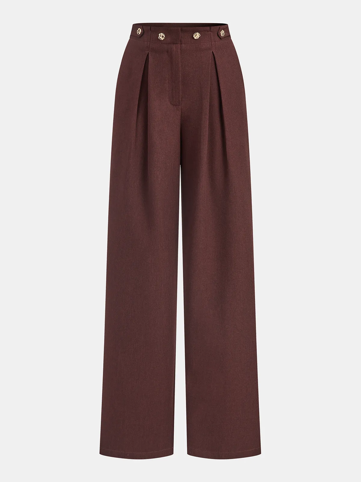 Mid-Waist Pleated Wide-Leg Pants sold by COMMENSE