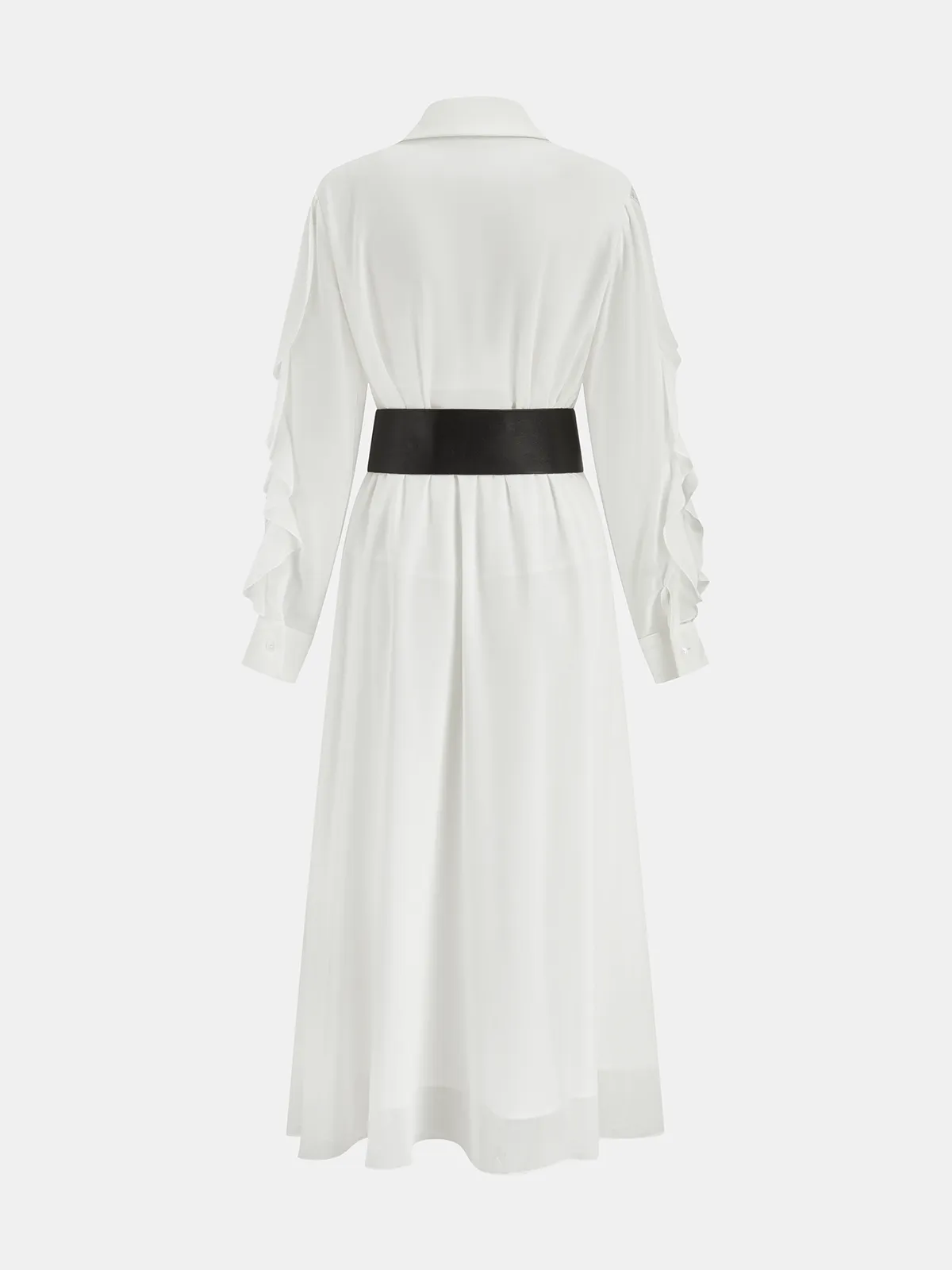 Ruffled Shirt and Midi Skirt Set with Belt sold by COMMENSE product image thumbnail 2