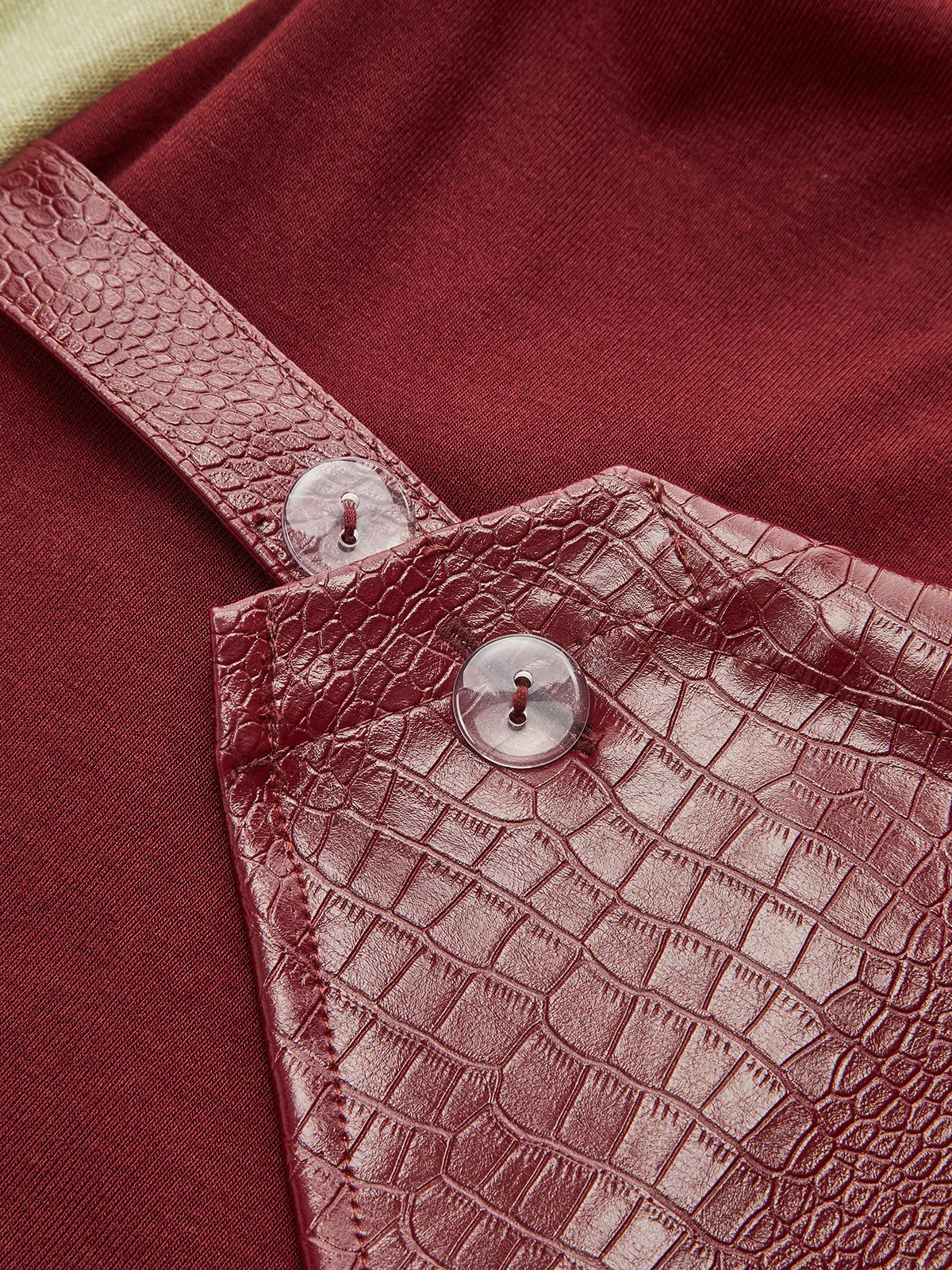 Faux Leather Paneled Knit Mini Dress sold by COMMENSE product image thumbnail 5