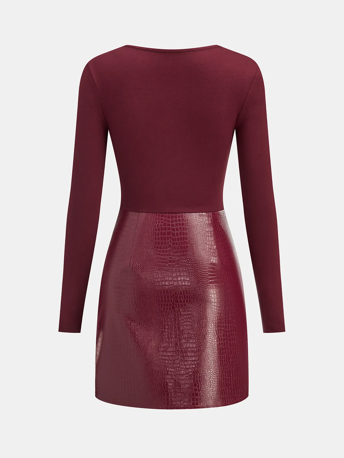 Faux Leather Paneled Knit Mini Dress sold by COMMENSE product image thumbnail 2