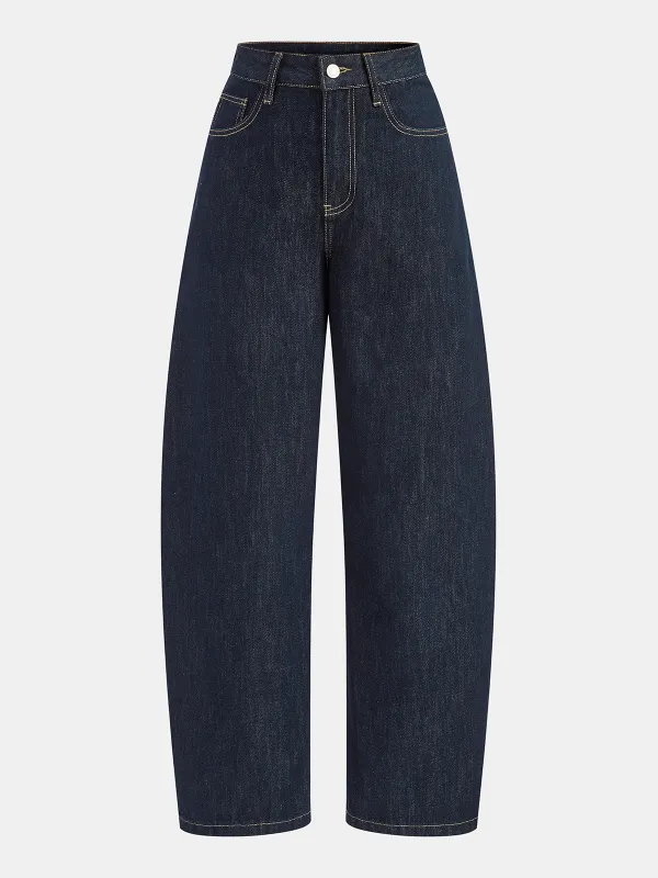 Mid-Waist Curved-Leg Jeans sold by COMMENSE