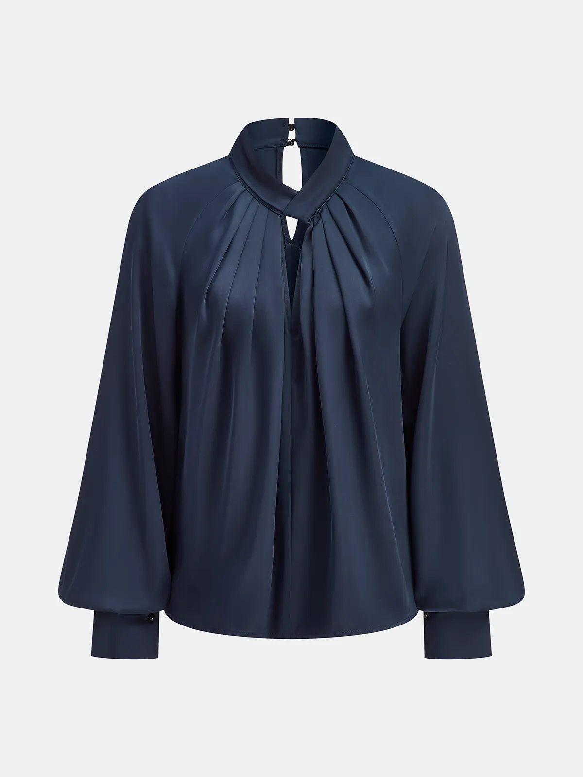 Keyhole Neck Bishop Sleeve Satin Blouse sold by COMMENSE product image thumbnail 2