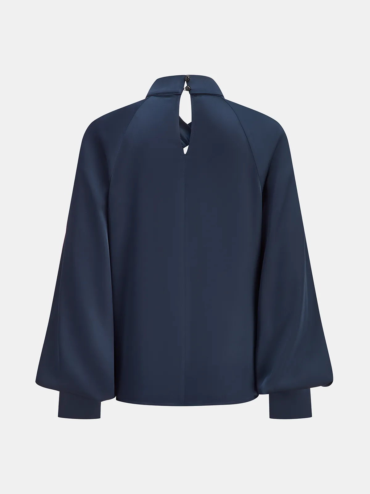 Keyhole Neck Bishop Sleeve Satin Blouse sold by COMMENSE product image thumbnail 3