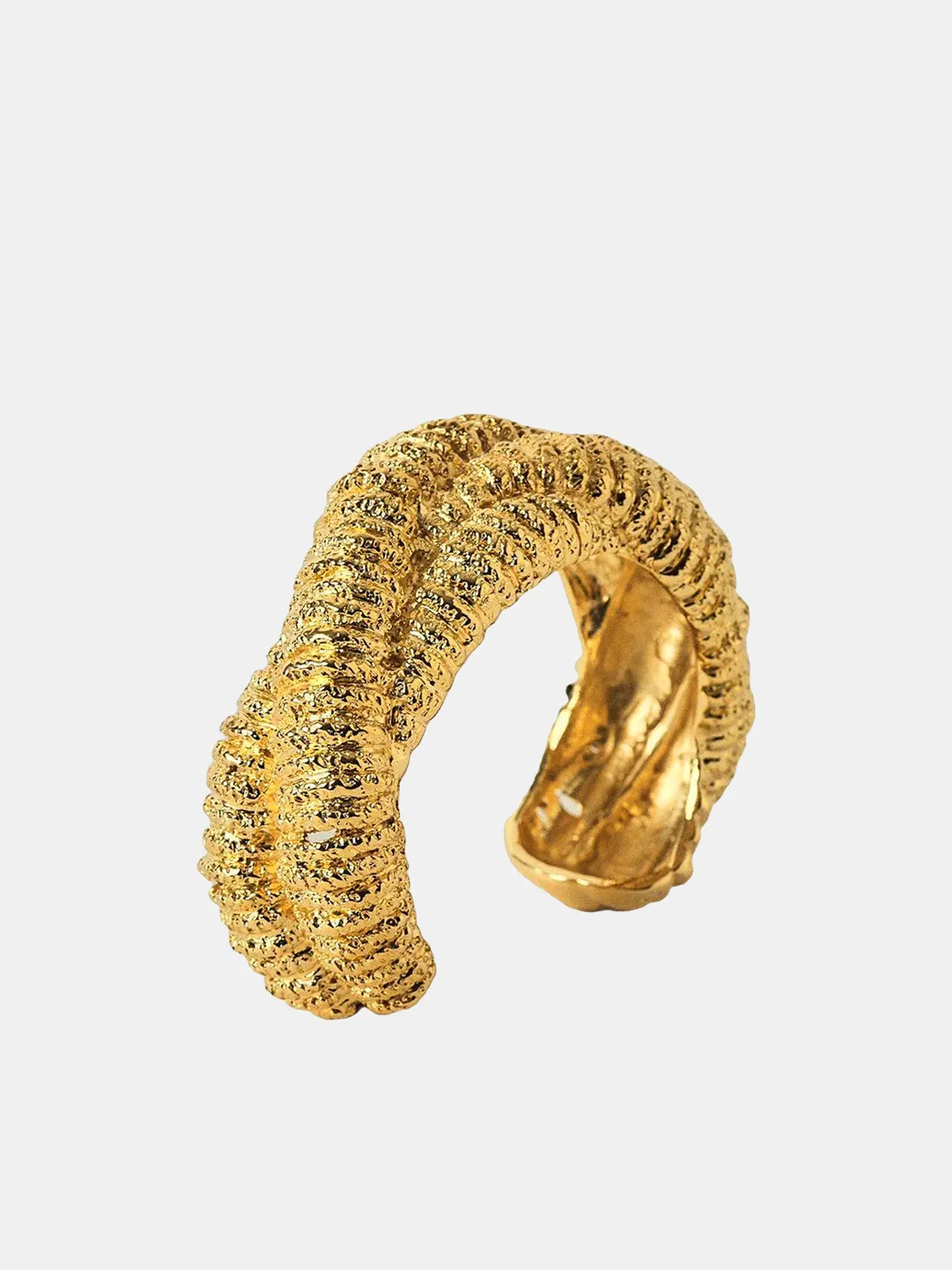 Golden Lava-Textured Exaggerated Open Bracelet sold by COMMENSE product image thumbnail 4
