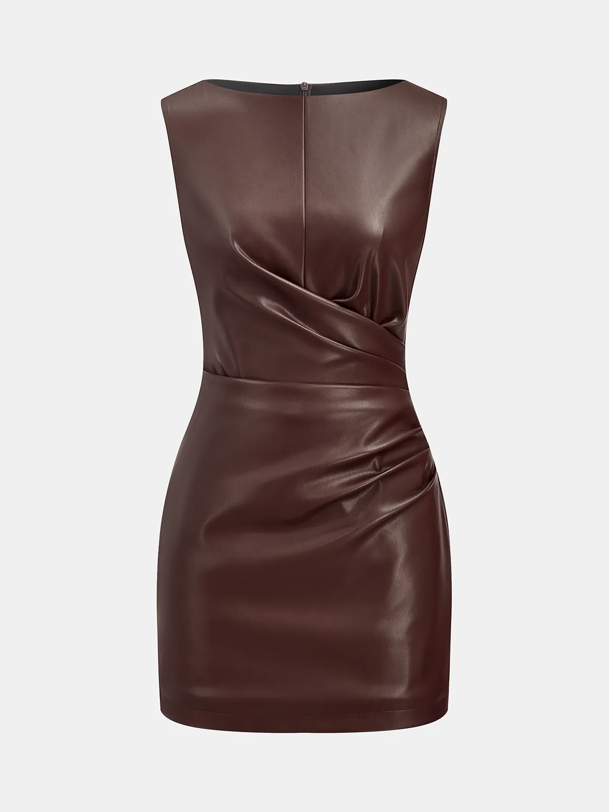 Faux Leather Waist Ruched Dress sold by COMMENSE