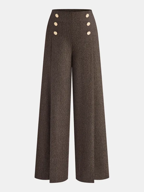 Buttoned Twill Retro Pants sold by COMMENSE