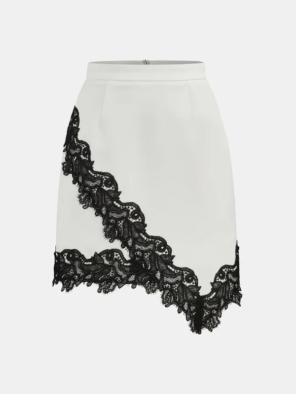 Lace Trimmed Satin Wrap Skirt sold by COMMENSE