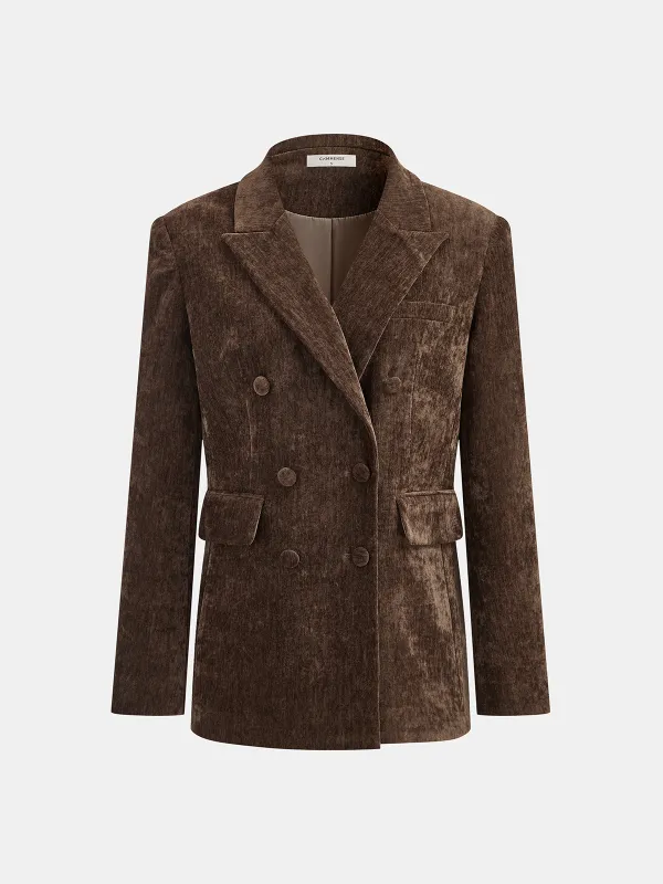 Double Breasted Velvet Blazer sold by COMMENSE