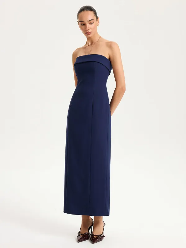 Strapless Maxi Dress with Removable Clear Straps sold by COMMENSE