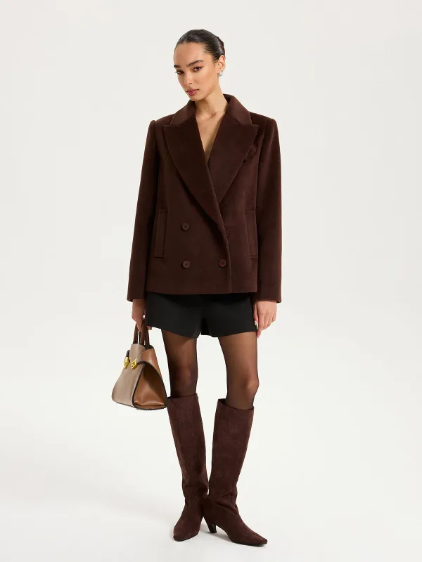 Double-Breasted Lapel Blazer sold by COMMENSE