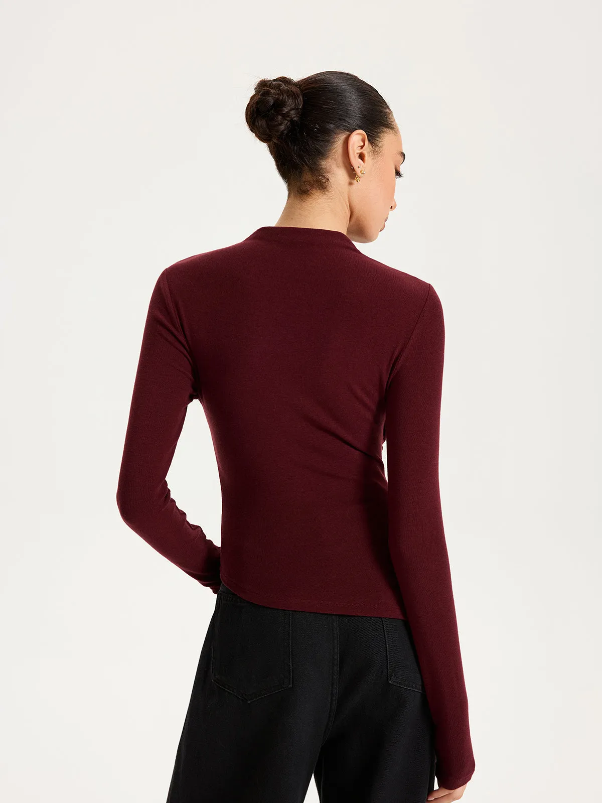 Cross Ruched Long Sleeve Top sold by COMMENSE product image thumbnail 5