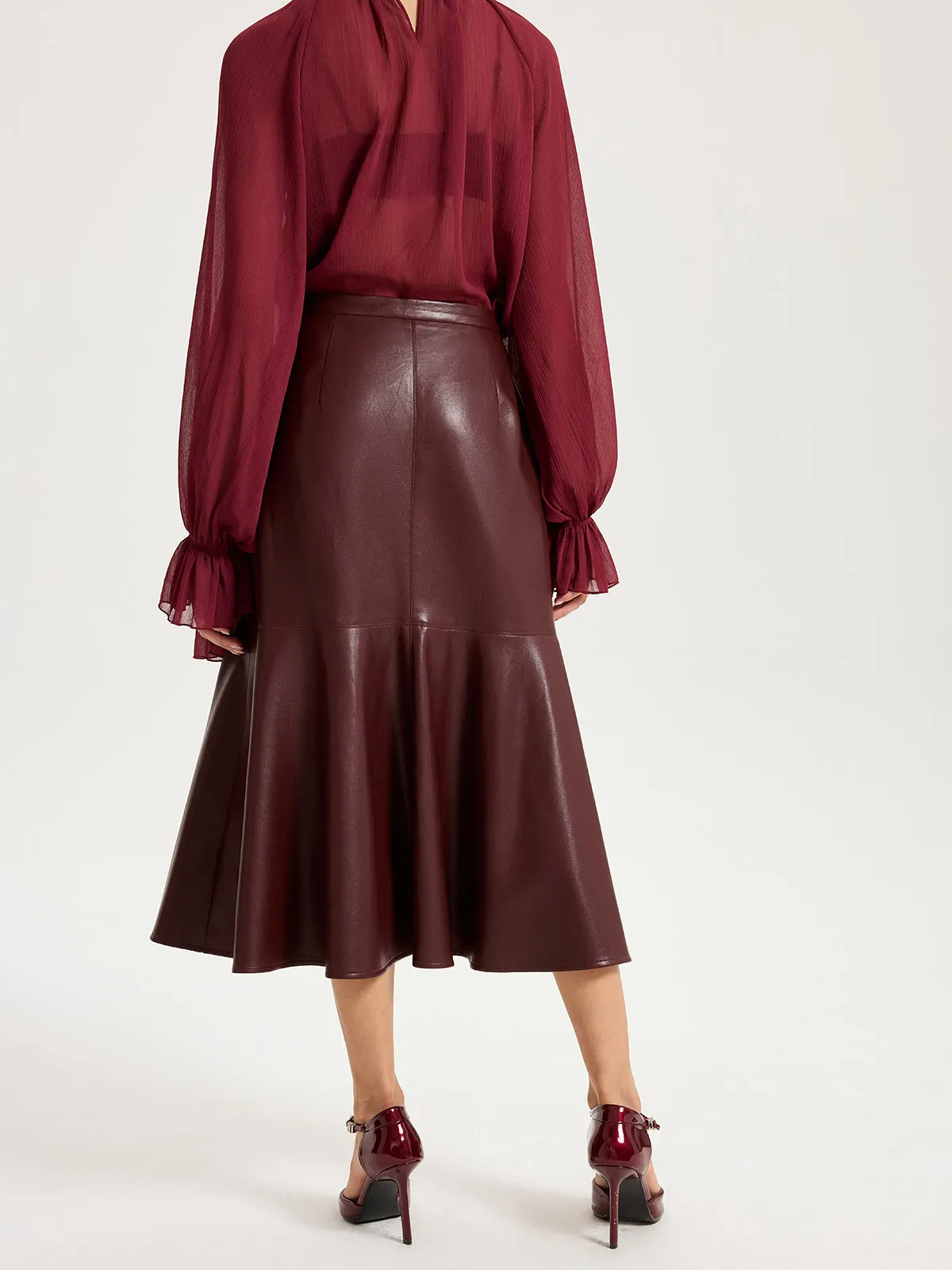 Faux Leather Effect Midi Skirt sold by COMMENSE product image thumbnail 5