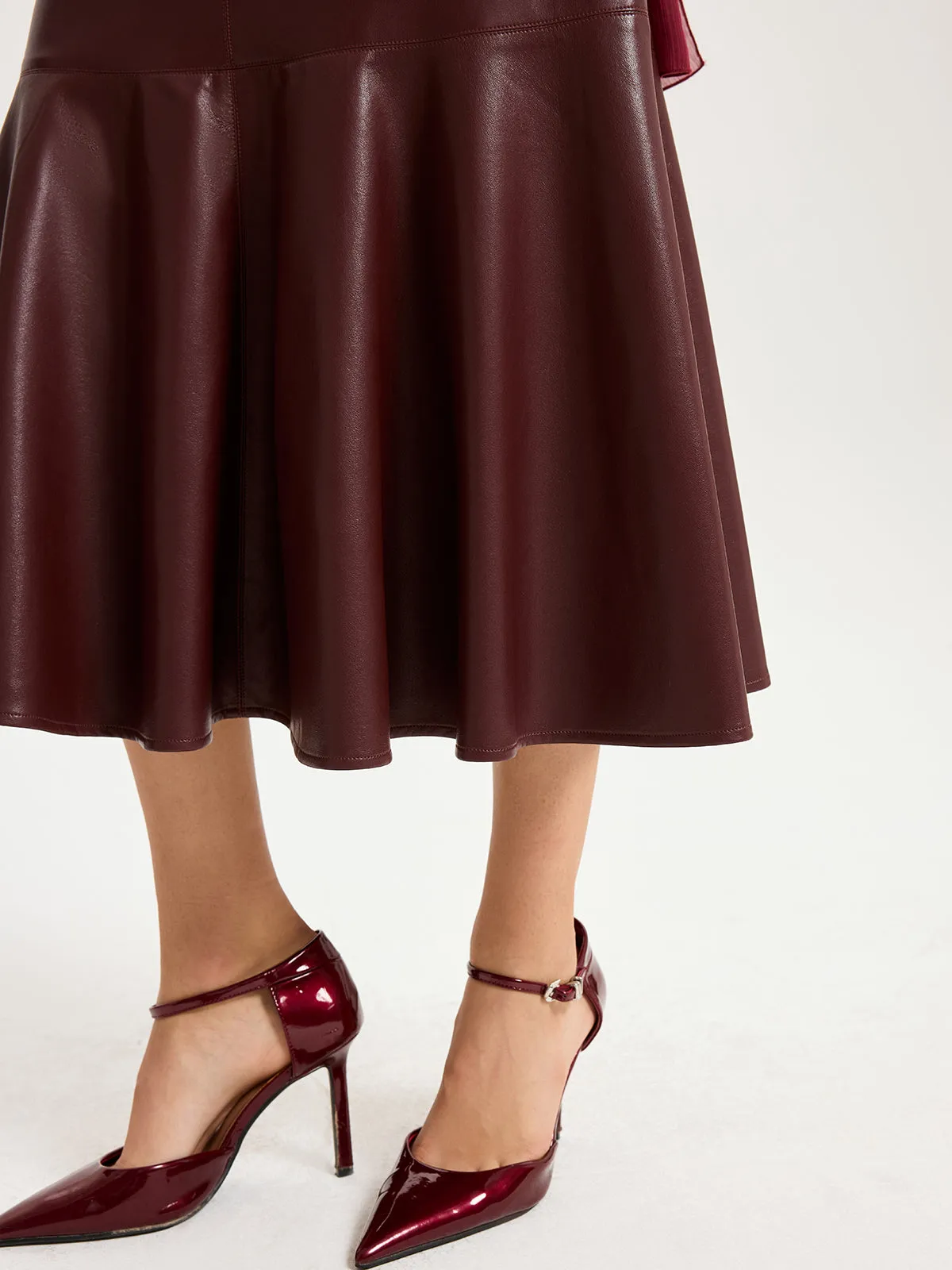 Faux Leather Effect Midi Skirt sold by COMMENSE product image thumbnail 4