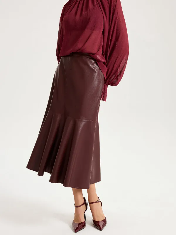 Faux Leather Effect Midi Skirt sold by COMMENSE