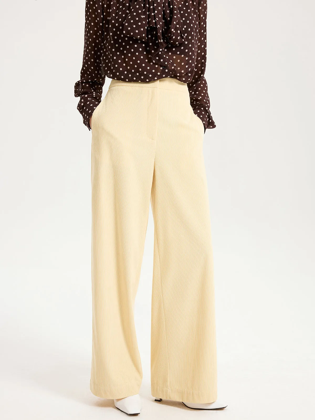 High-Waist Corduroy Wide-Leg Pants sold by COMMENSE