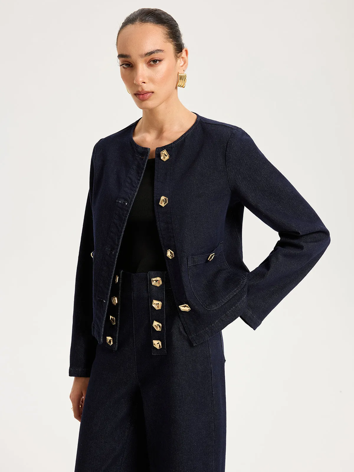 Metal Button Denim Jacket sold by COMMENSE product image thumbnail 2