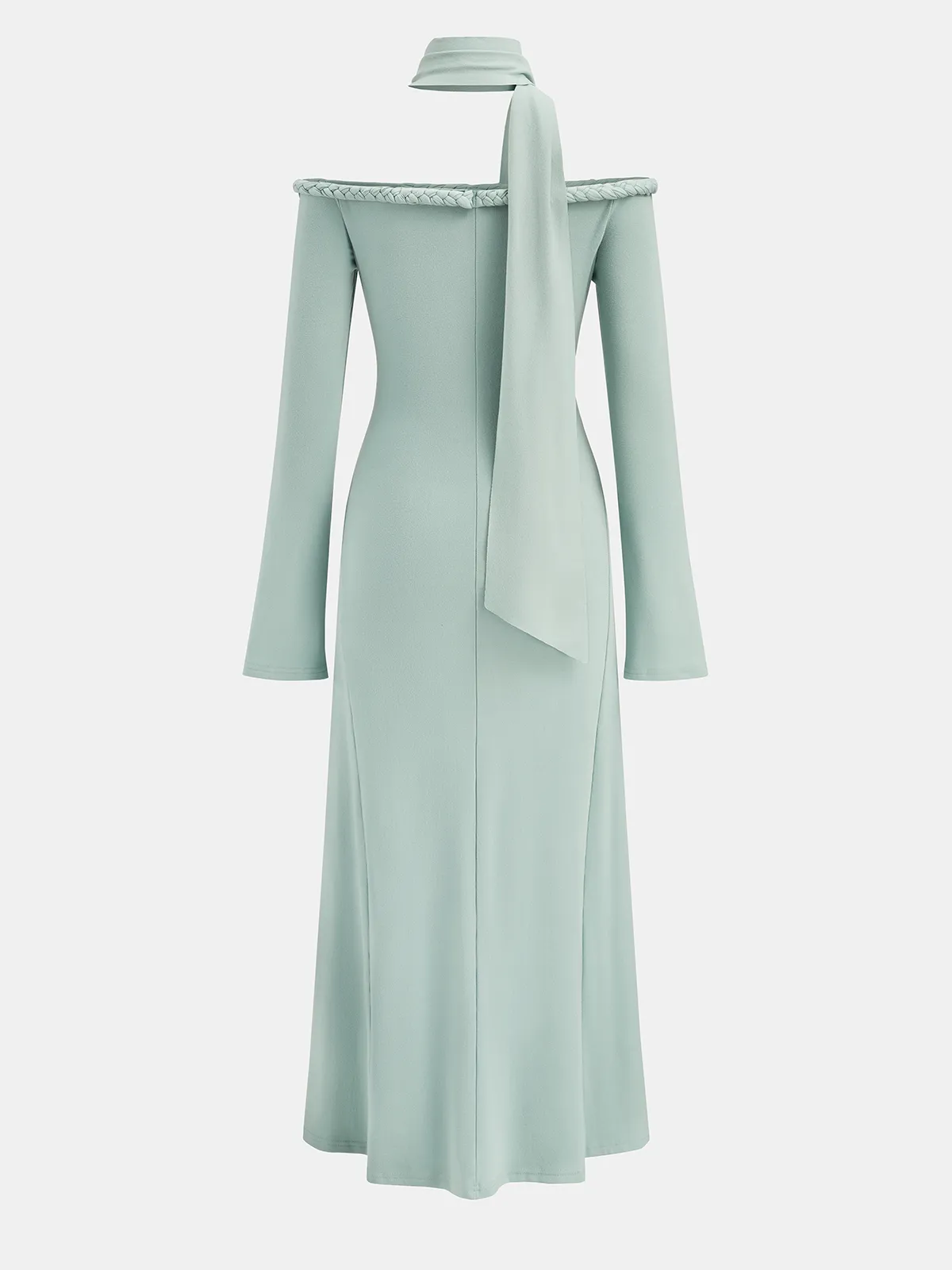 Braided Rope Off-Shoulder Long Sleeve Maxi Dress sold by COMMENSE product image thumbnail 3