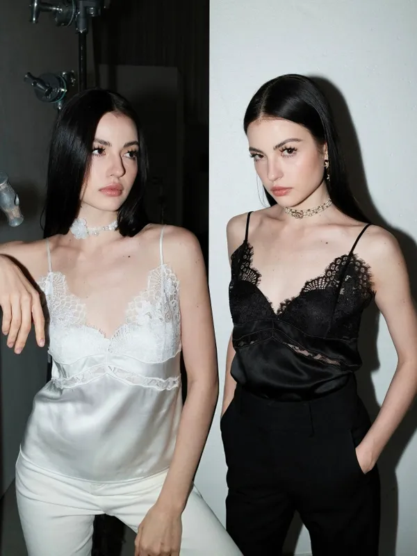 Lace Detail Satin Cami Top sold by COMMENSE